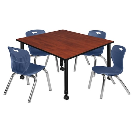 Regency Tables > Height Adjustable > Square Mobile Table & Chair Sets, 48 W, 48 L, 23-34 H, Cherry TB4848CHAPCBK45NV